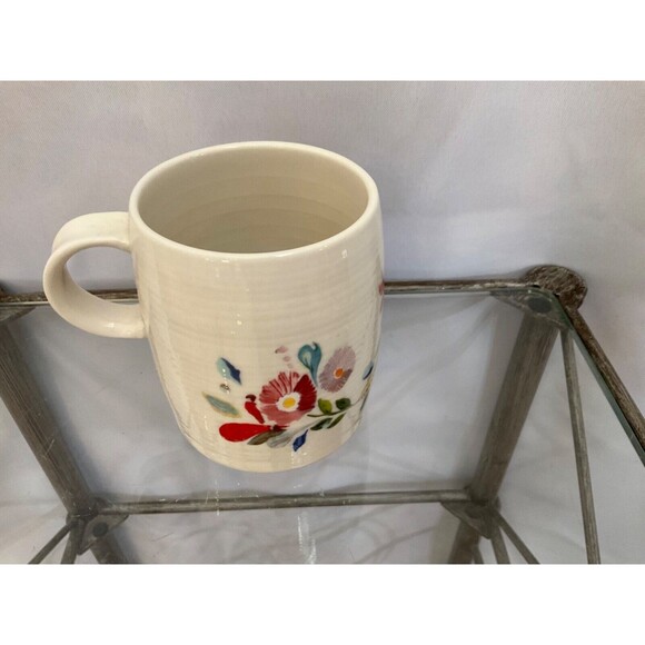 Anthropologie Starla M Halfman Letter M Coffee Mug Cup 14 fl oz Ceramic Floral - Picture 4 of 6